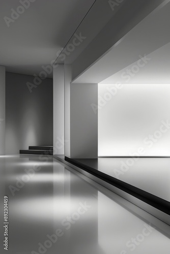 Wallpaper Mural Monochrome Stage. A stage with a sleek, black floor and a white backdrop, or vice versa. The minimal color palette creates a stark contrast. Torontodigital.ca