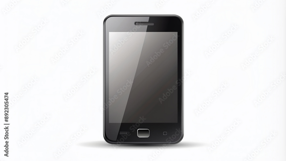 Sleek black minimalist mobile phone icon featuring clean lines and simple design, isolated on a white background with ample copy space. Sleek black minimalist mobile phone icon featuring clean lines and simple design, isolated on a white background with ample copy space.