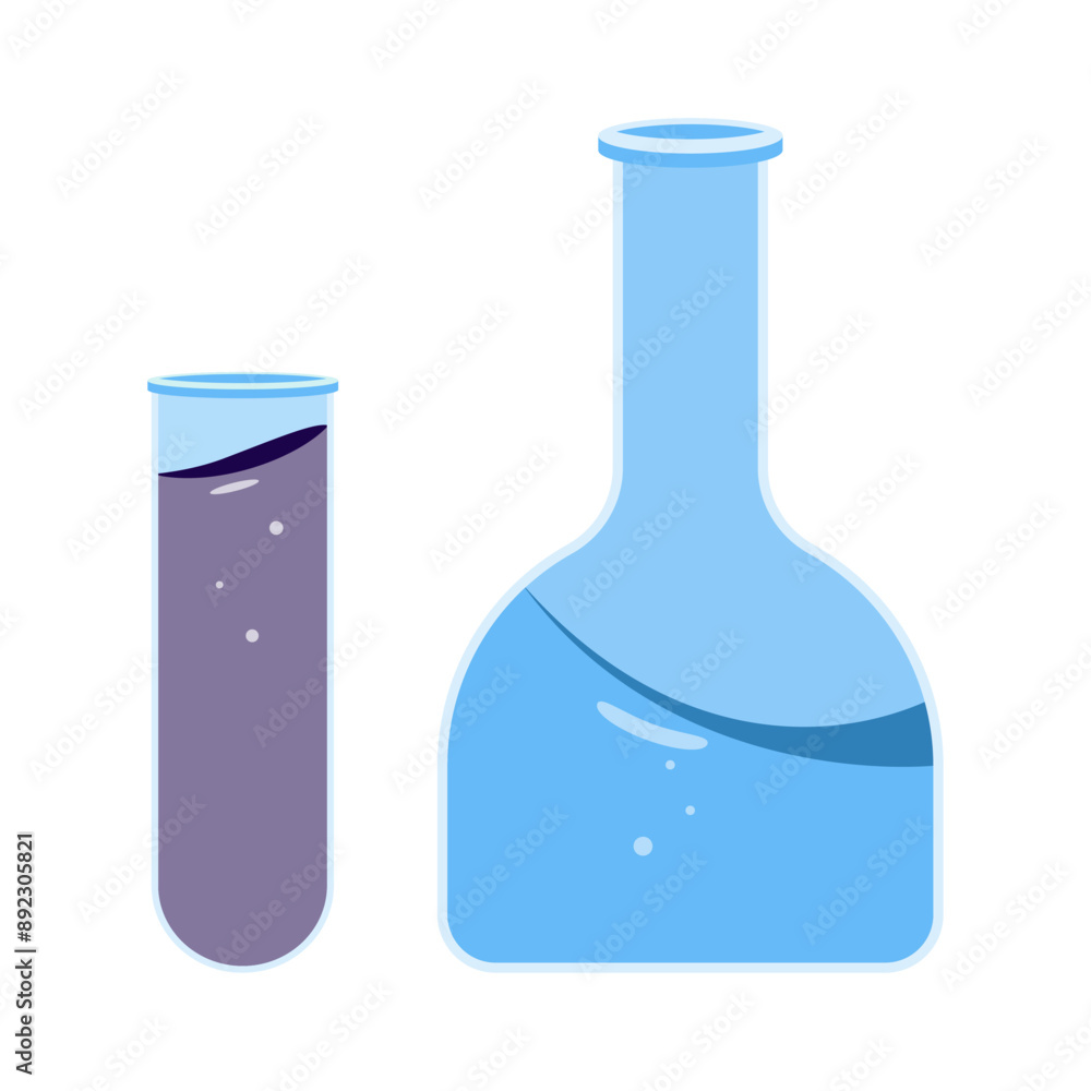 Test tubes with liquid isolated on a white background. Chemistry. Vector graphics. Flat style. Test tubes with liquid isolated on a white background. Chemistry. Vector graphics. Flat style.