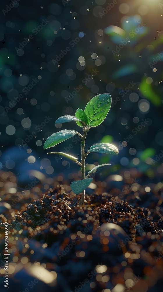 Emerging from the soil, a lively sprout grows with vibrant energy. Emerging from the soil, a lively sprout grows with vibrant energy.
