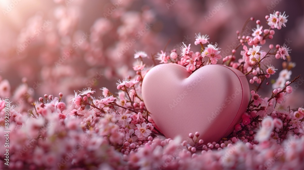 Pink Heart in a Field of Flowers Pink Heart in a Field of Flowers