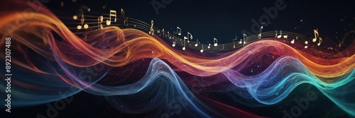 An abstract depiction of musical staves transformed into waves symbolizing sound.