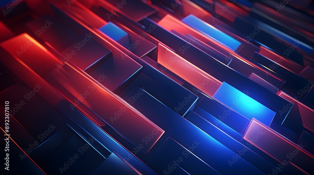 3d rendering of red and blue abstract geometric background. Scene for advertising, technology, showcase, banner, game, sport, cosmetic, business, metaverse. Sci-Fi Illustration. Product display 3d rendering of red and blue abstract geometric background. Scene for advertising, technology, showcase, banner, game, sport, cosmetic, business, metaverse. Sci-Fi Illustration. Product display