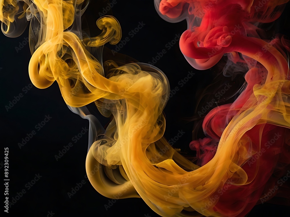 Fototapeta premium swirling red-yellow smoke on a black background