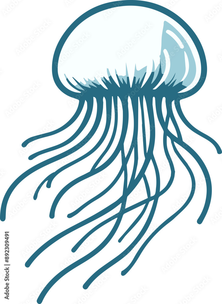 A vibrant illustration of a jellyfish showcasing its delicate tentacles and transparent dome, perfect for aquatic-themed designs. A vibrant illustration of a jellyfish showcasing its delicate tentacles and transparent dome, perfect for aquatic-themed designs.