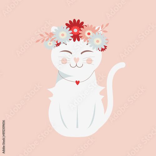 Cute cat with flowers