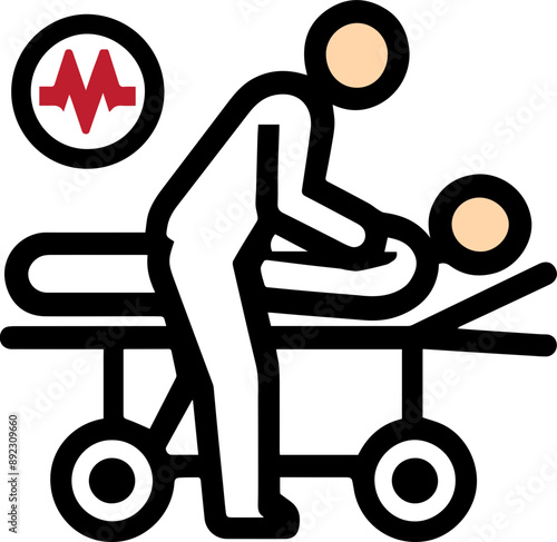 Medical illustration of a healthcare professional performing CPR on a patient, emphasizing urgency and care in medical scenarios.