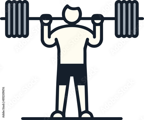 Stylized illustration of a weightlifter lifting a barbell, showcasing strength and fitness in a minimalist design.