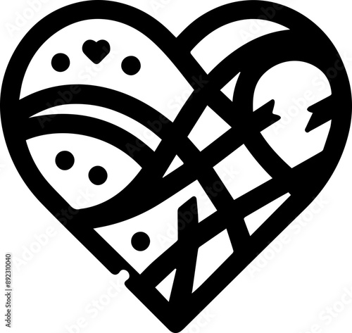 Artistic heart design featuring abstract patterns and shapes, perfect for conveying love and creativity in various projects.