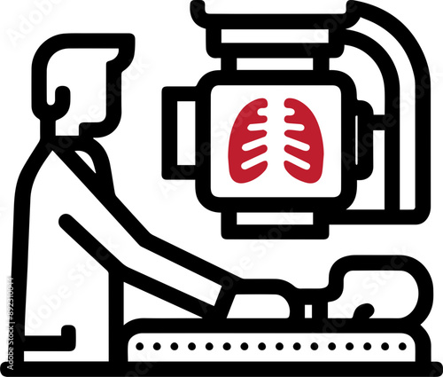 A healthcare professional performing a lung X-ray examination in a medical facility, showcasing advanced imaging technology.