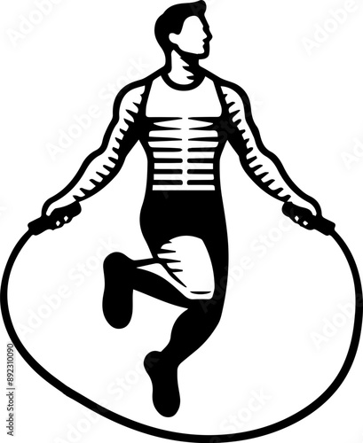Silhouette of a man jumping rope, representing fitness and agility. Ideal for health and exercise concept visuals.