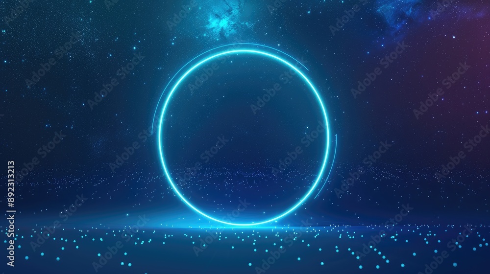 Fototapeta premium A blue and purple sky with a large glowing circle in the middle