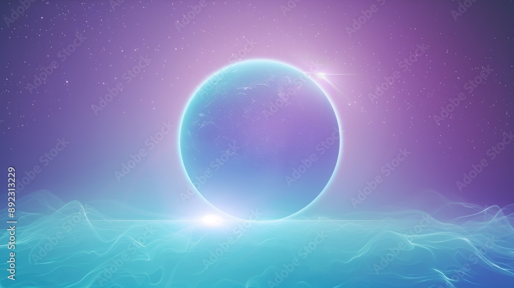 Fototapeta premium A blue and purple planet with a large circle in the middle