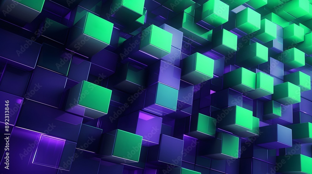 3d rendering of green and purple abstract geometric background. Scene for advertising, technology, showcase, banner, game, sport, cosmetic, business, metaverse. Sci-Fi Illustration. Product display 3d rendering of green and purple abstract geometric background. Scene for advertising, technology, showcase, banner, game, sport, cosmetic, business, metaverse. Sci-Fi Illustration. Product display