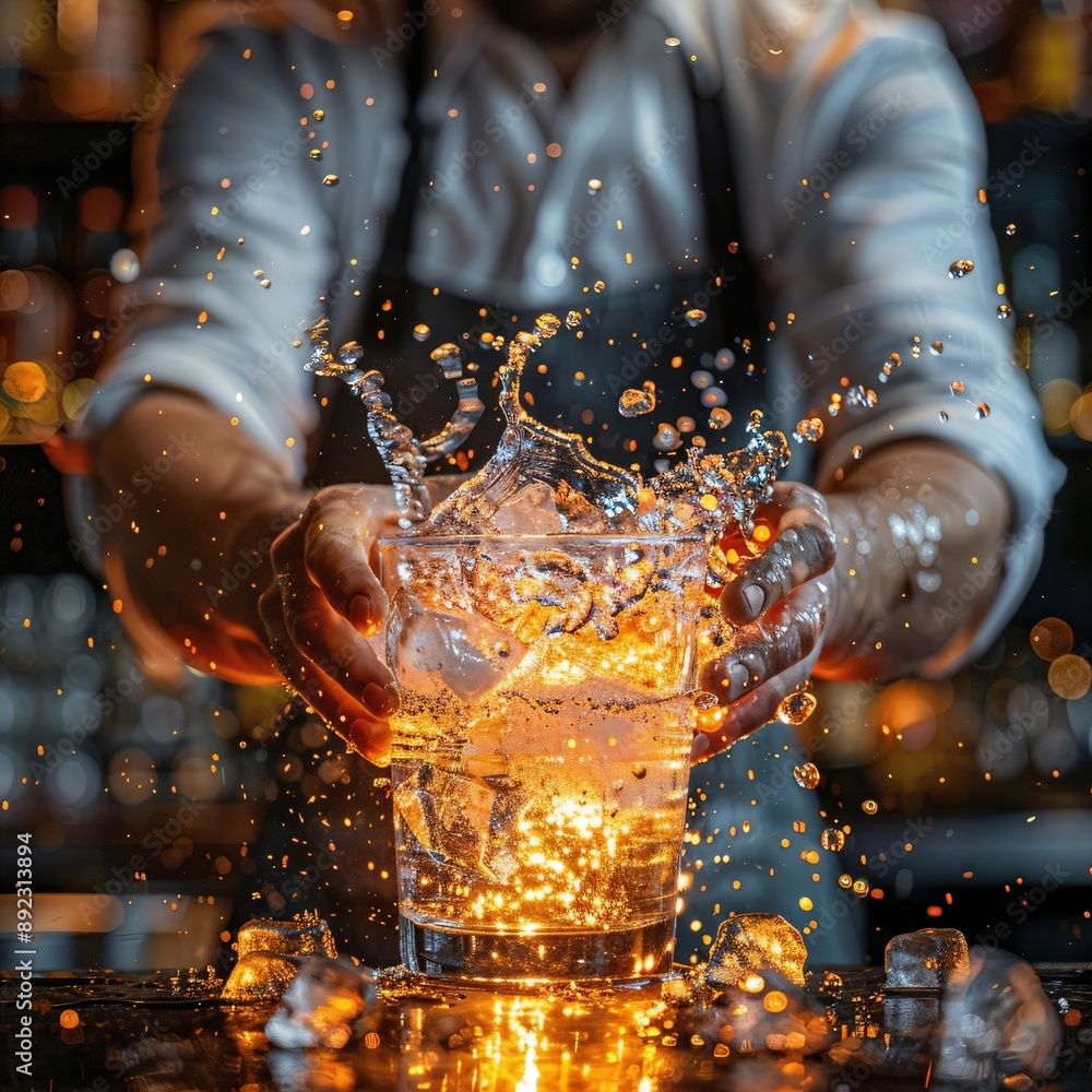 a person holding a glass with a liquid splashing out of it a person holding a glass with a liquid splashing out of it