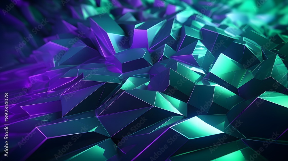 3d rendering of green and purple abstract geometric background. Scene for advertising, technology, showcase, banner, game, sport, cosmetic, business, metaverse. Sci-Fi Illustration. Product display 3d rendering of green and purple abstract geometric background. Scene for advertising, technology, showcase, banner, game, sport, cosmetic, business, metaverse. Sci-Fi Illustration. Product display