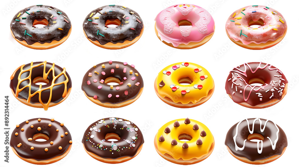 3D Vector Icon Set of Assorted Donuts 3D Vector Icon Set of Assorted Donuts