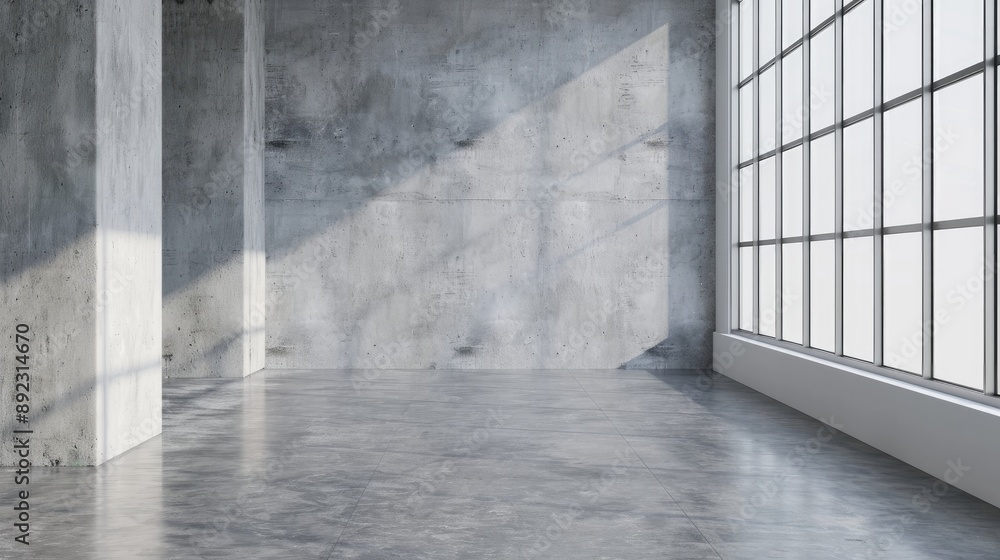 Empty room with concrete floor and gray wall Empty room with concrete floor and gray wall