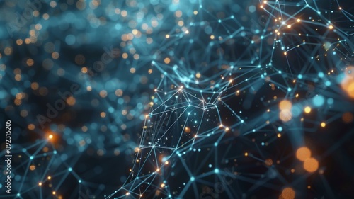 Wallpaper Mural A digital abstract background depicting a network of interconnected lines and points, symbolizing connection, communication, technology, data flow, and global network. Torontodigital.ca