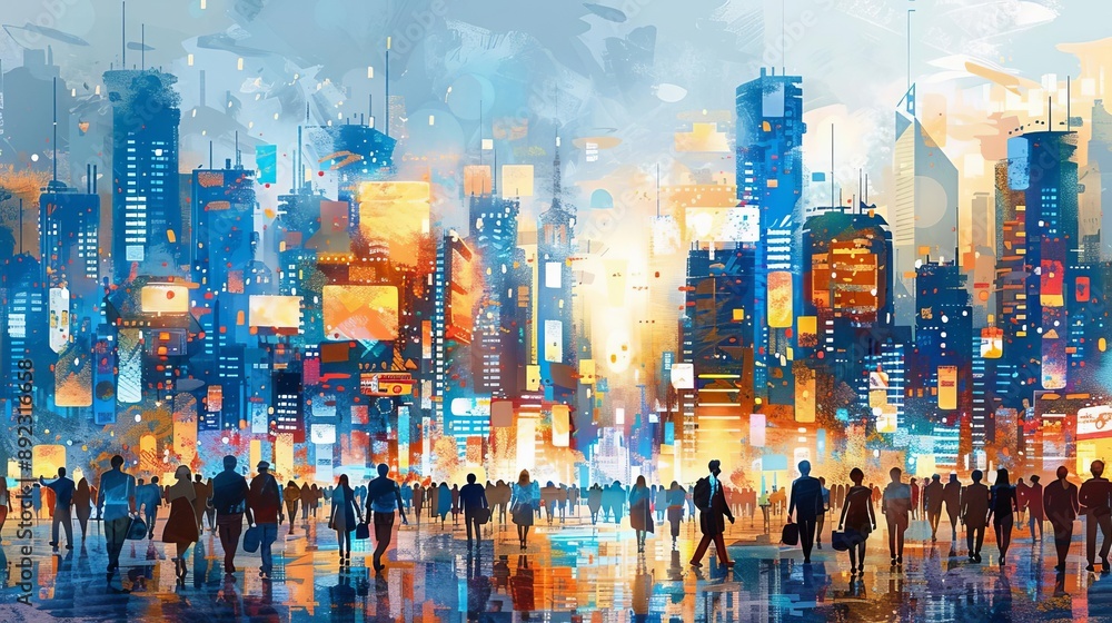 Stunning image of diverse employment opportunities in a bustling cityscape, showcasing career options, vibrant atmosphere, and modern lifestyle Stunning image of diverse employment opportunities in a bustling cityscape, showcasing career options, vibrant atmosphere, and modern lifestyle