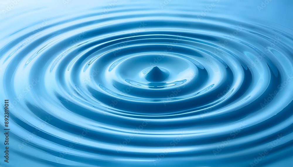 Water Droplet Ripples in Blue Liquid Water Droplet Ripples in Blue Liquid