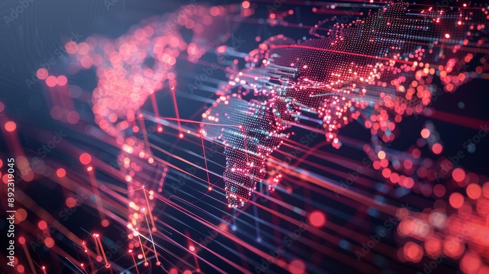 A digital representation of the world, symbolizing global connectivity, technological advancement, data flow, and network infrastructure. A digital representation of the world, symbolizing global connectivity, technological advancement, data flow, and network infrastructure.