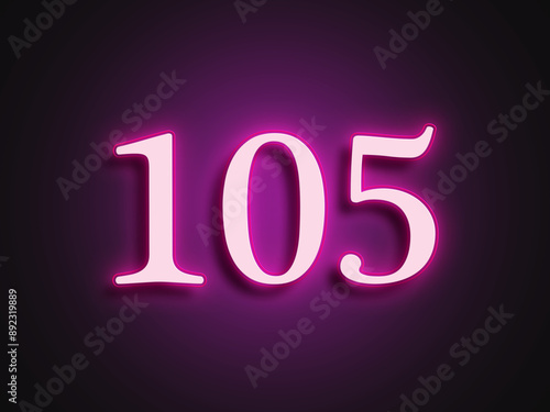 Pink glowing Neon light text effect of number 105.