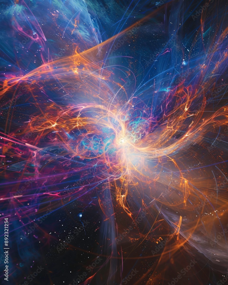 An abstract representation of electromagnetic waves in space An abstract representation of electromagnetic waves in space