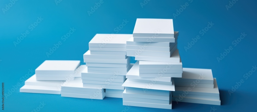 White Paper Stacks on Blue Background White Paper Stacks on Blue Background