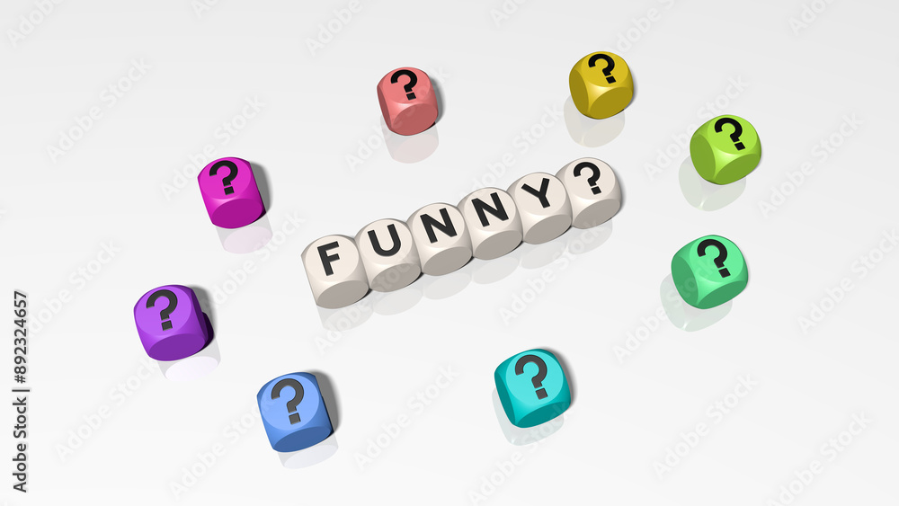 Buchstabenwürfel zeigen das Wort Funny Buchstabenwürfel zeigen das Wort Funny
