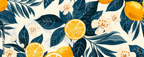 A whimsical enchanted garden with blooming flowers and buzzing bees. Vector flat minimalistic isolated