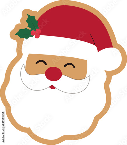 Christmas gingerbread in the shape of Santa Claus vector.
santa claus head ginger cookie svg.
Holiday pastries.