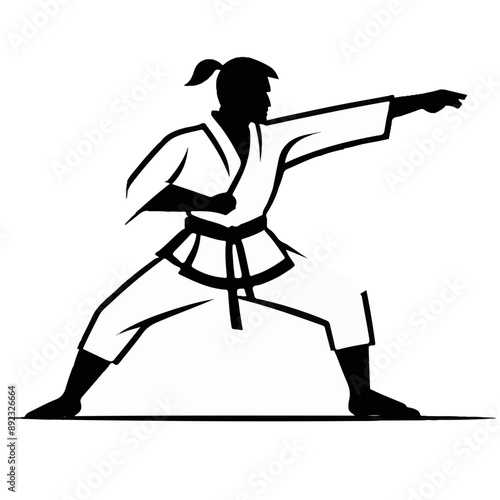 Budo Series - Vector graphics of single sportsmen in Keikogi doing Judo, Karate and other east asian sports