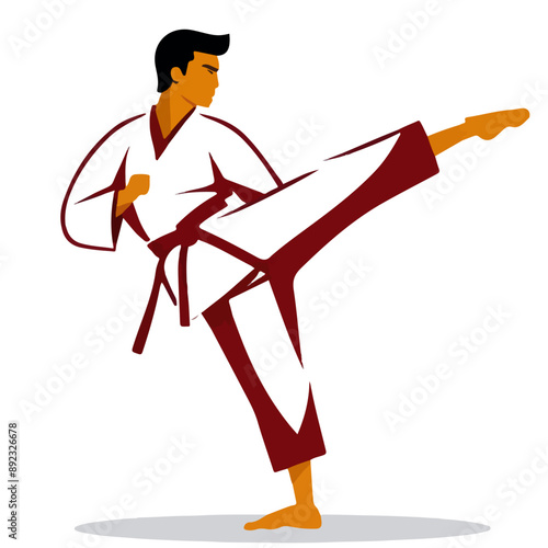 Budo Series - Vector graphics of single sportsmen in Keikogi doing Judo, Karate and other east asian sports