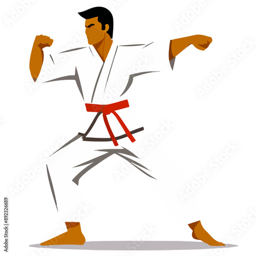 Budo Series - Vector graphics of single sportsmen in Keikogi doing Judo, Karate and other east asian sports photo