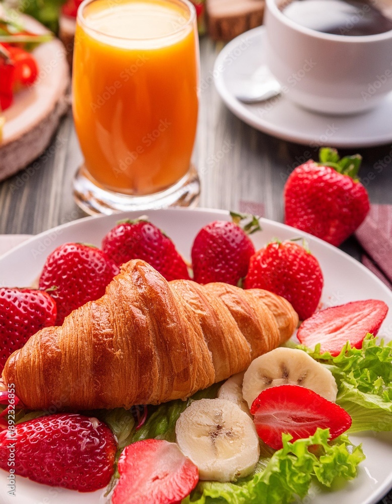 Breakfast buffet full continental and english coffee orange juice salad croissant fruit Breakfast buffet full continental and english coffee orange juice salad croissant fruit