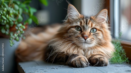 A beautiful cat sitting on a windowsill