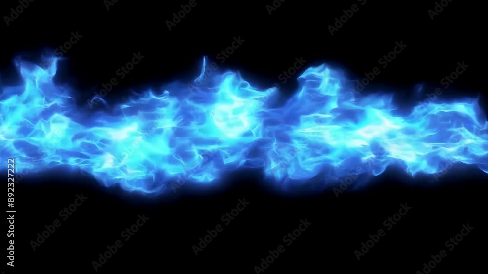 Burning blue flame lightning shape on black background Burning blue flame lightning shape on black background