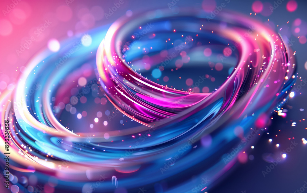 Fototapeta premium Abstract colorful swirl with vibrant hues and sparkles creating a dynamic, energetic visual effect.