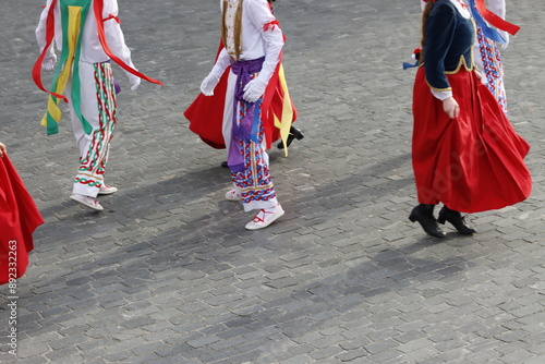 Basque folk dancers in an outdoor event