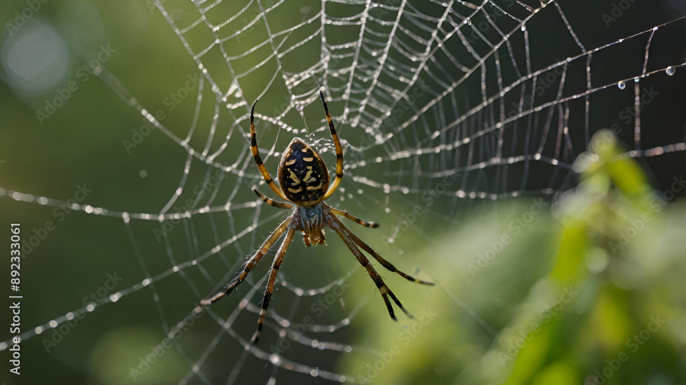 a joro Spider in his net , blurred background, wildlife animals photo a joro Spider in his net , blurred background, wildlife animals photo