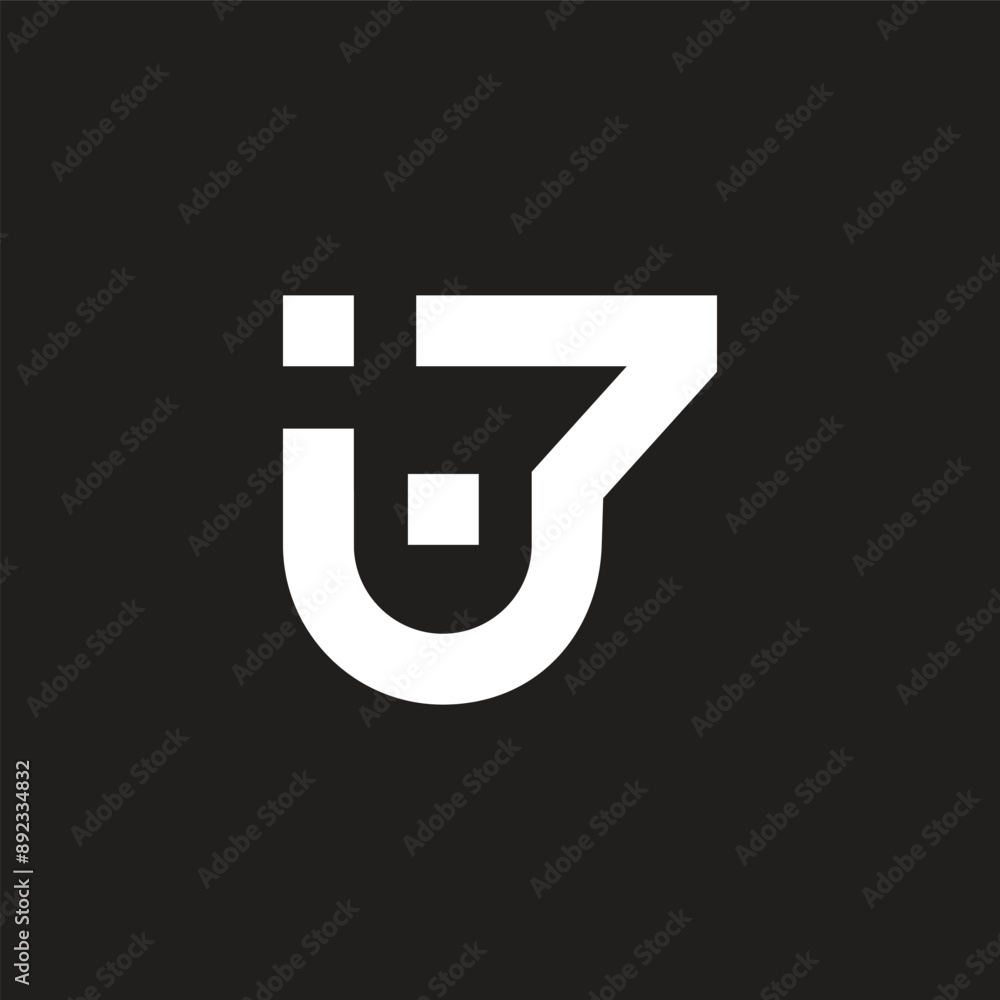 letter i7 iu7 simple geometric lines logo vector letter i7 iu7 simple geometric lines logo vector