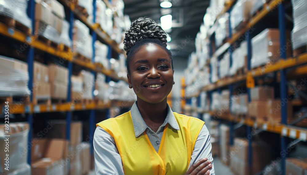 Confident Warehouse Worker Smiling in Aisle
Confident Warehouse Worker Smiling in Aisle