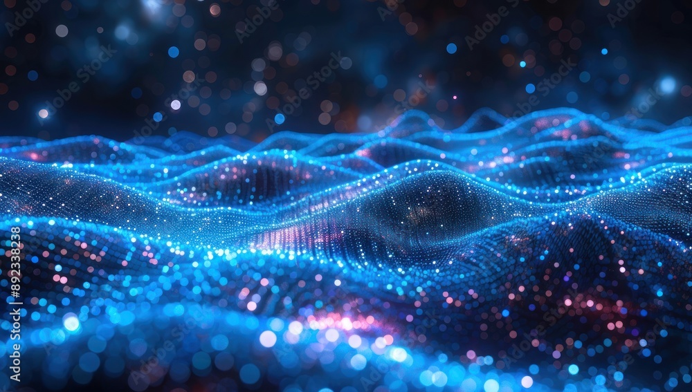 Abstract Digital Landscape with Glowing Particles Abstract Digital Landscape with Glowing Particles