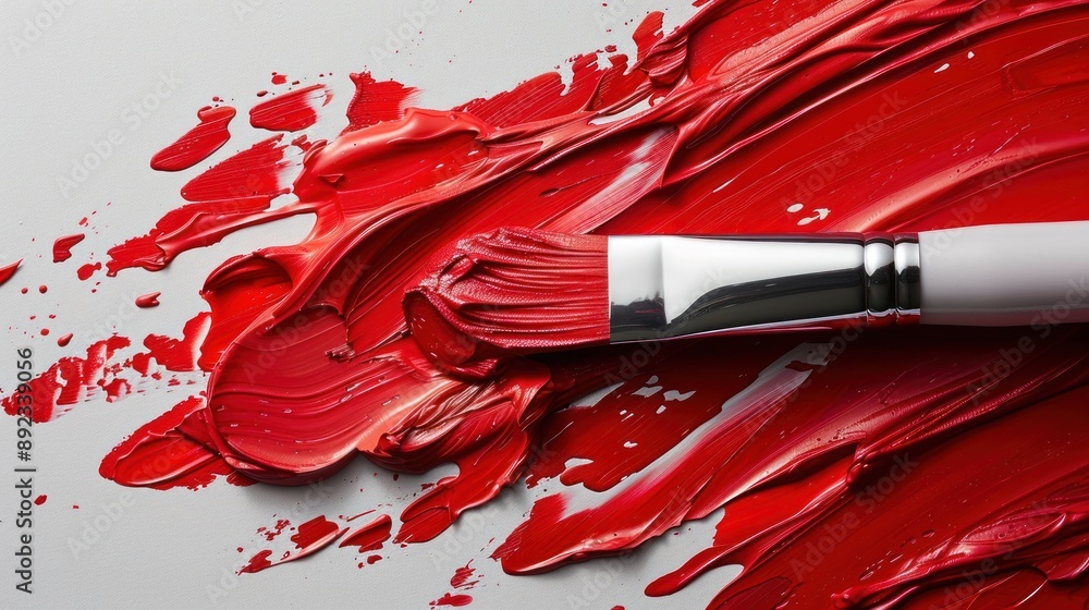 Red Paintbrush on White Background Red Paintbrush on White Background