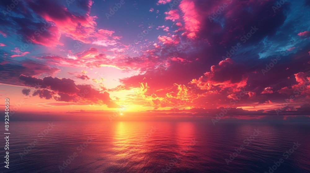 Fiery Sunset over the Ocean Fiery Sunset over the Ocean