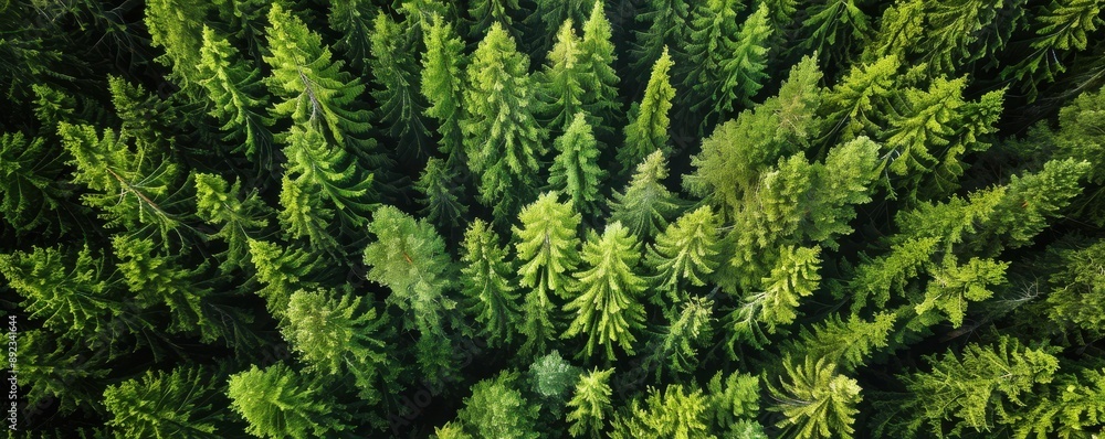 A stunning aerial view of a lush, green forest during summer. Free copy space for text. A stunning aerial view of a lush, green forest during summer. Free copy space for text.
