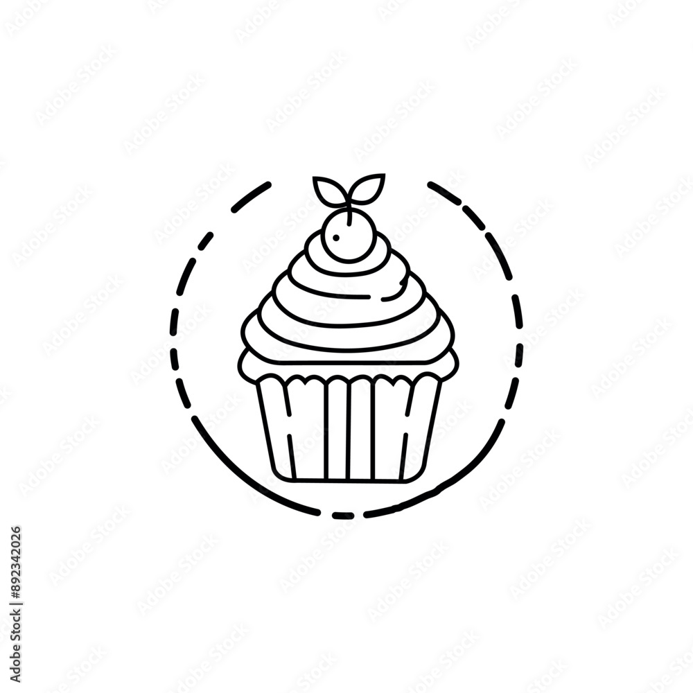 Hand-drawn cupcake icon with white background, vector stock illustration image. Hand-drawn cupcake icon with white background, vector stock illustration image.