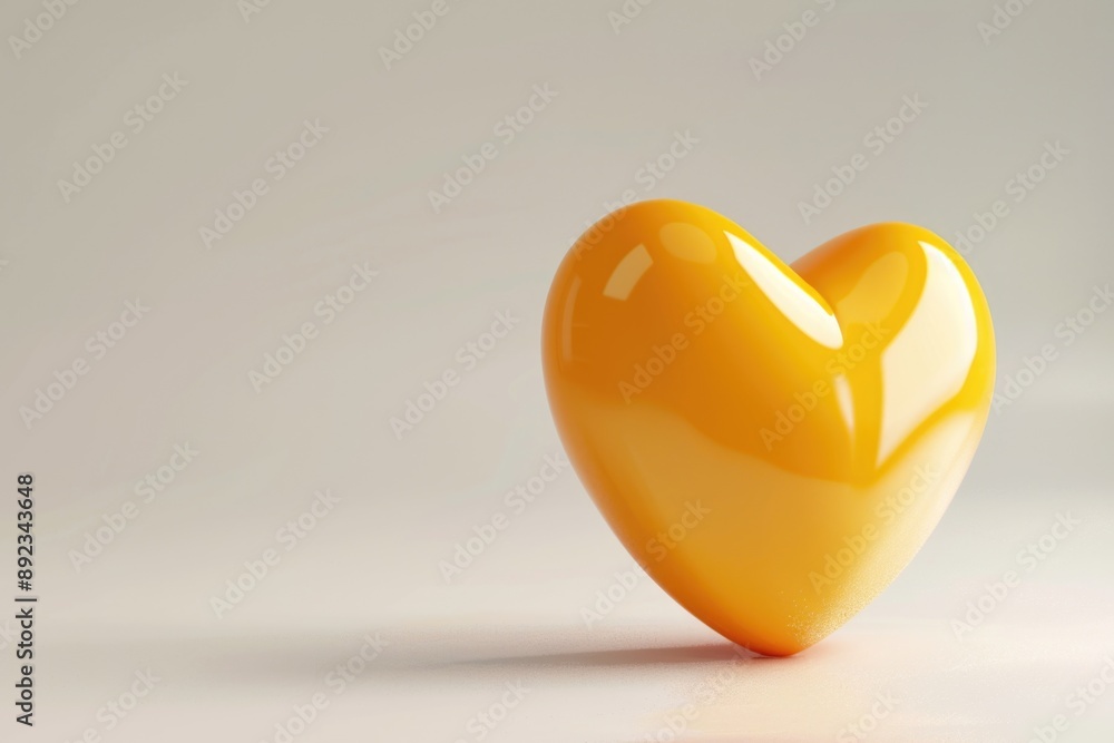 Yellow heart shape on a white background, ideal for valentines day or love themed designs Yellow heart shape on a white background, ideal for valentines day or love themed designs