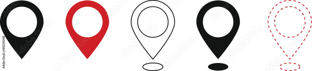 set of location and map pins Flat Icon set of location and map pins Flat Icon